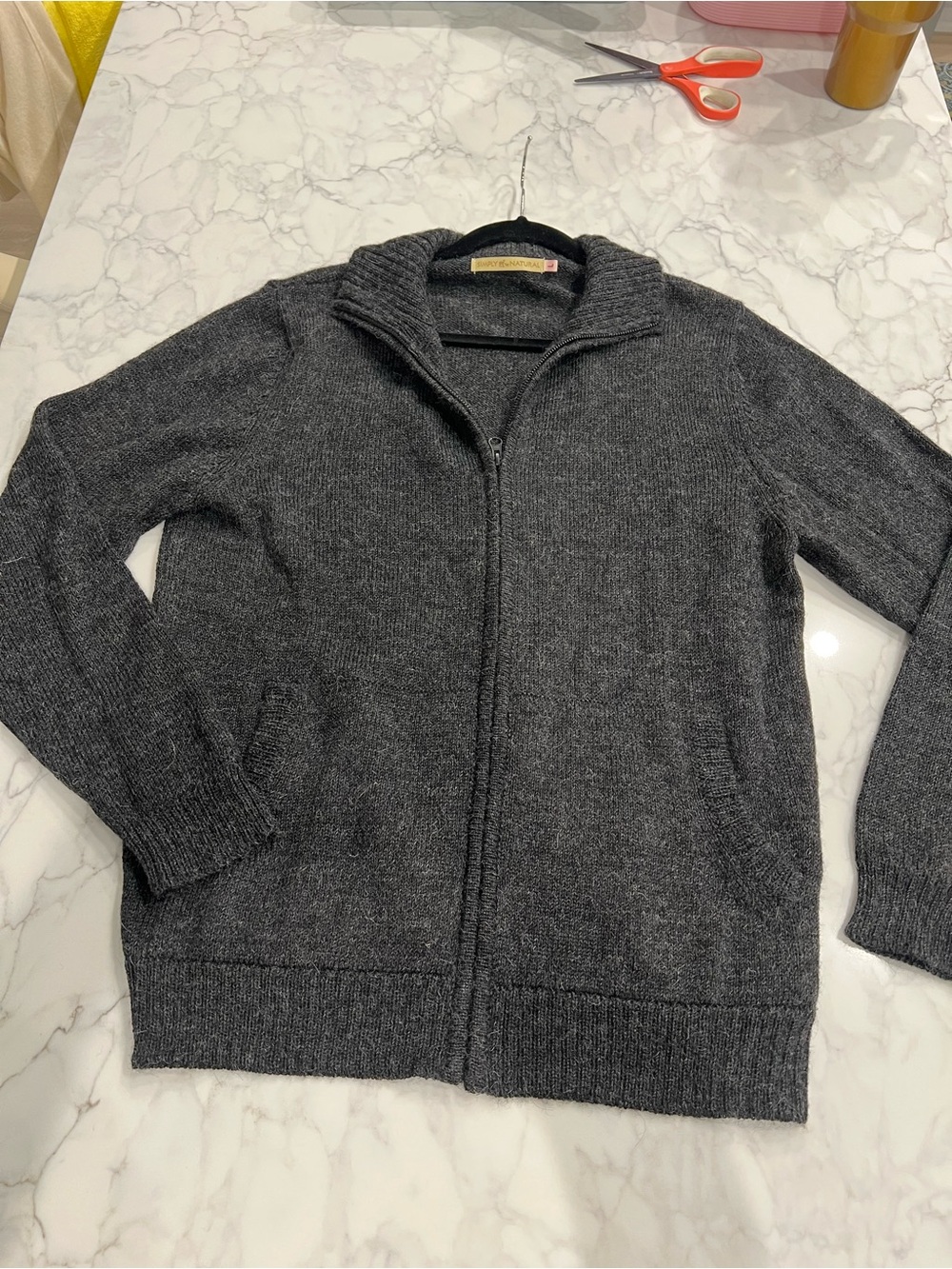 Simply Natural 100% Alpaca Dark Gray Full Zip Sweater - Men's Large - Picture 5 of 11